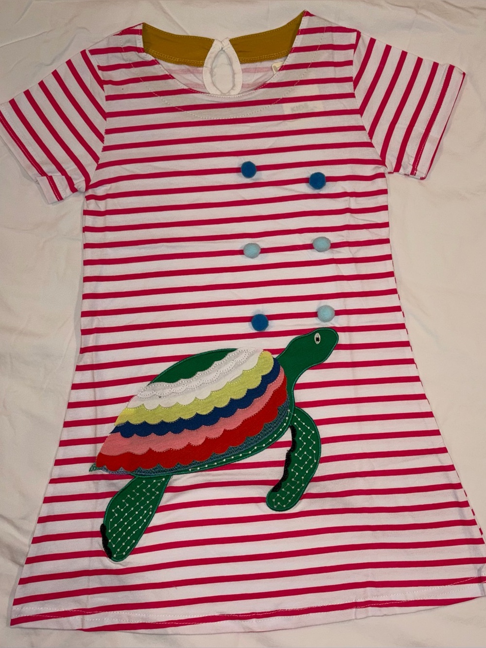 Boutique Kids Tales short sleeve turtle appliqué dress sz 5 NWOT